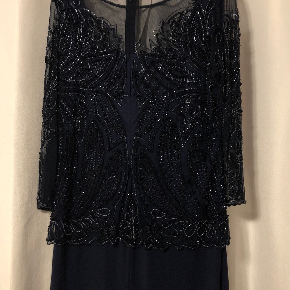 Pisarro Nights 10 deep navy mother of bride cruise sequins formal long dress - Picture 4 of 11